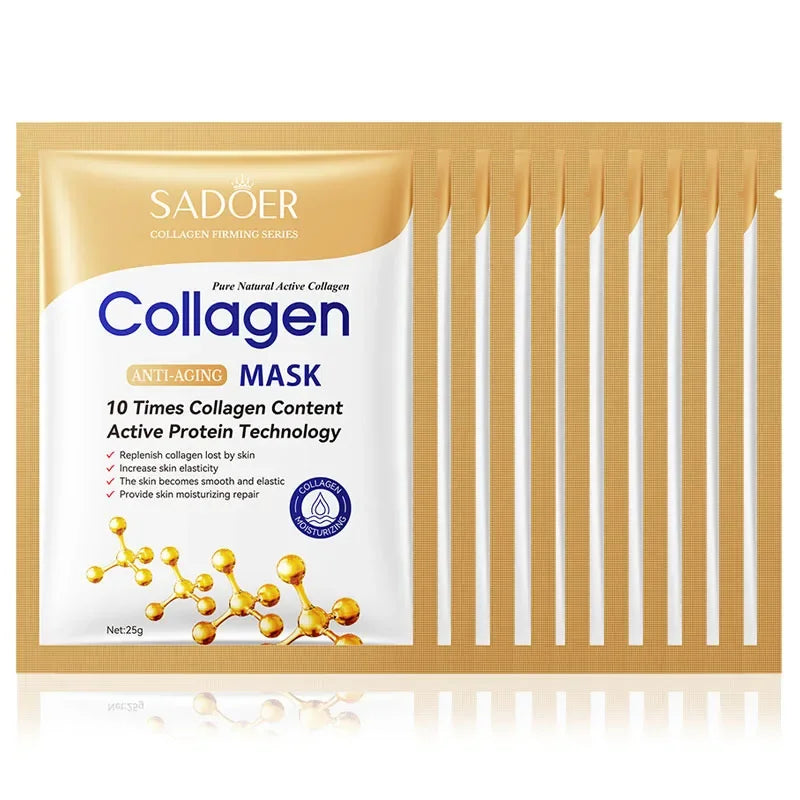 10pcs Collagen Face Masks – Anti-Wrinkle & Brightening