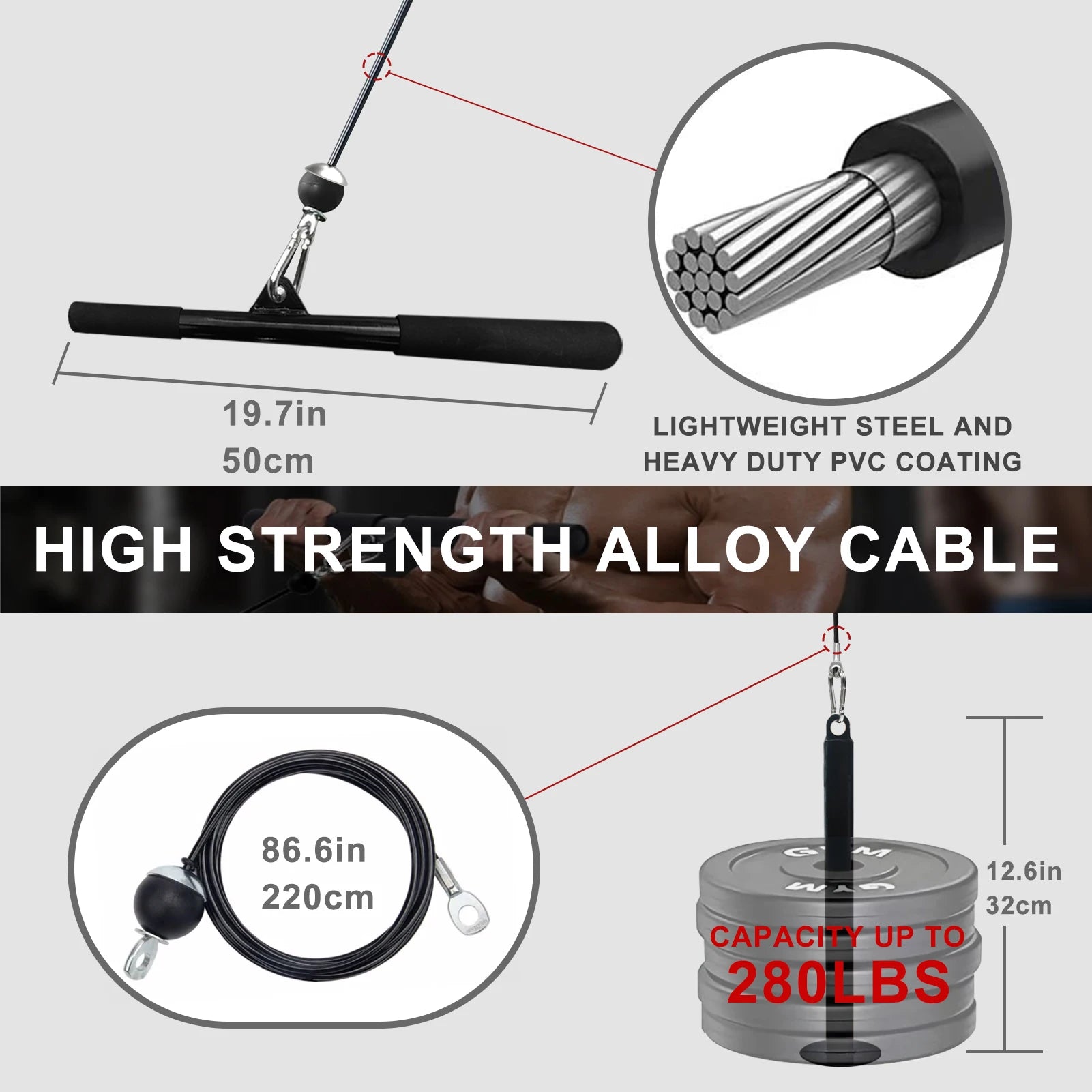 Extra Large Wall-Mounted Lat Pulldown Cable Machine