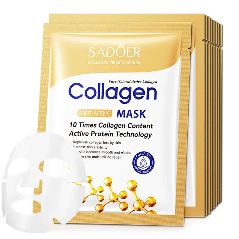 10pcs Collagen Face Masks – Anti-Wrinkle & Brightening