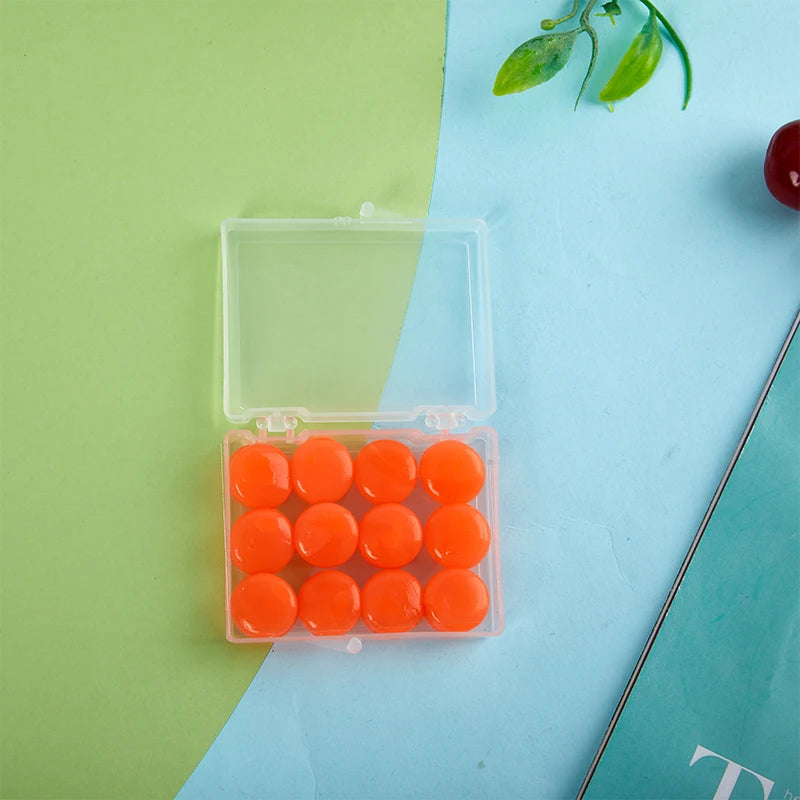 12pcs Reusable Silicone Earplugs – Noise & Water Protection