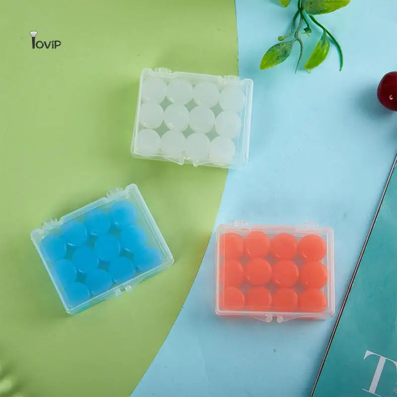 12pcs Reusable Silicone Earplugs – Noise & Water Protection