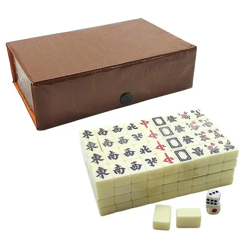 Chinese Mahjong Game Set – 144 Engraved Mini Tiles