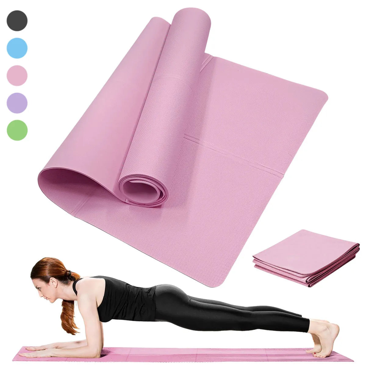 Non-Slip Yoga & Pilates Mat – 3/4/6mm Thick Exercise Pad for Home or Travel