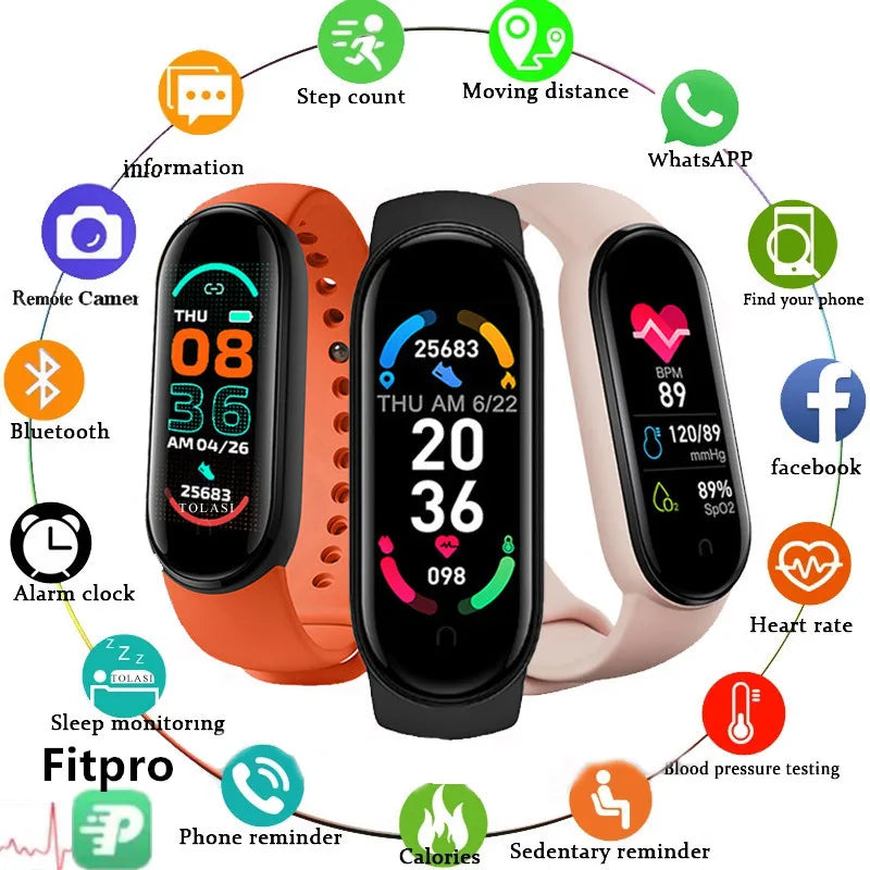 M6 Fitness Smartwatch with Heart Rate & BP Monitor