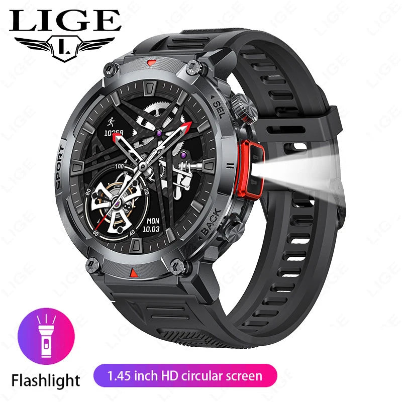 LIGE Flashlight Smartwatch for Men Outdoor